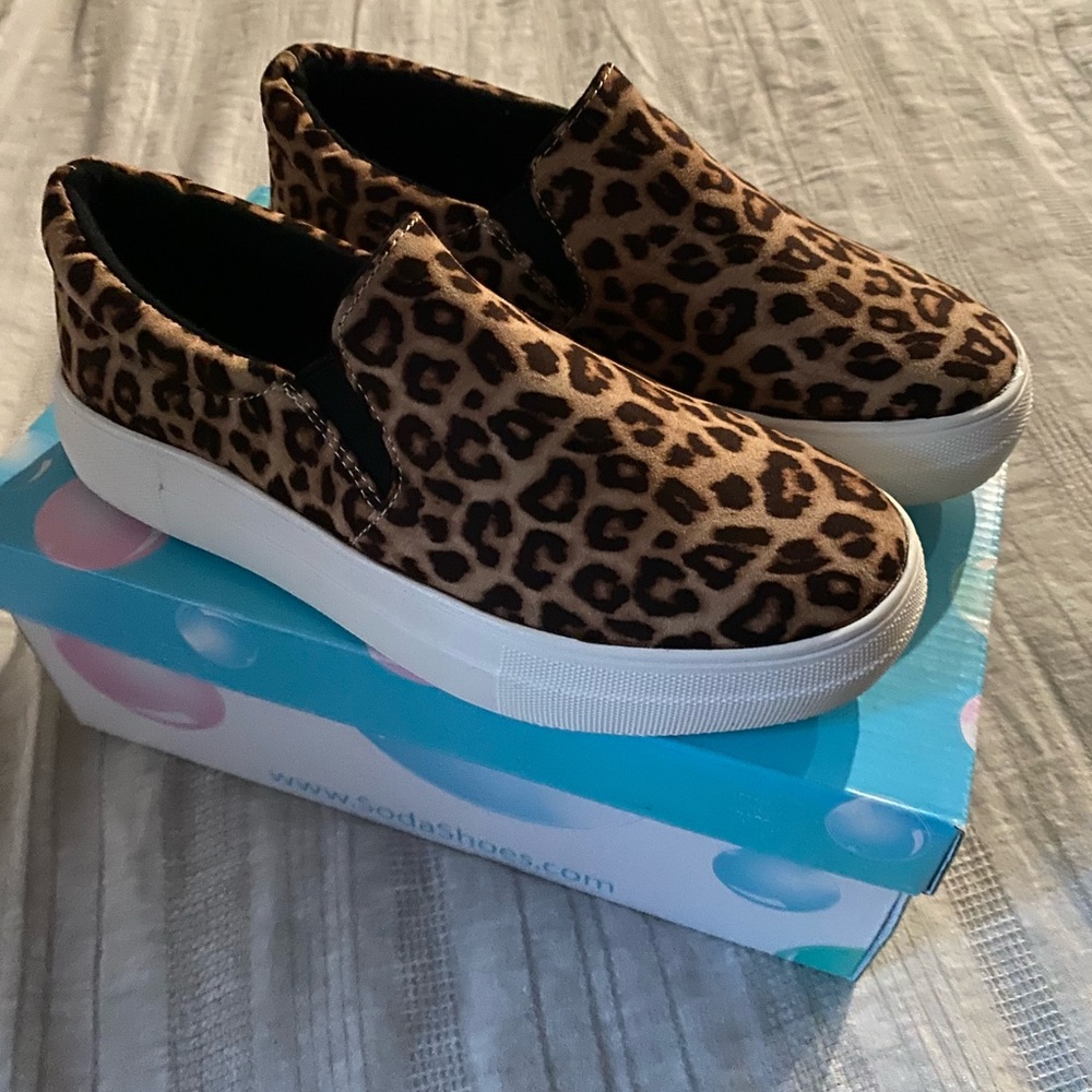 Soda animal print slip on shoes